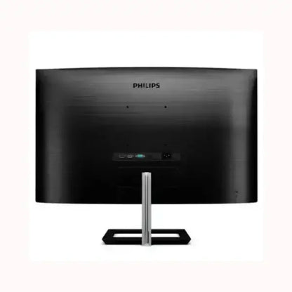 Monitor curvo PHILIPS visto dalla parte posteriore con supporto metallico e connessioni visibili