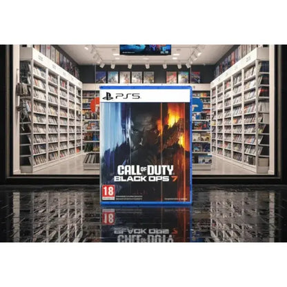 Videogioco Call of Duty Black Ops 7 per PS5 con copertina accattivante tra gli scaffali di un negozio di giochi