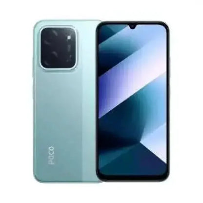 Smartphone POCO C85 verde acqua con display elegante e fotocamera avanzata sul retro