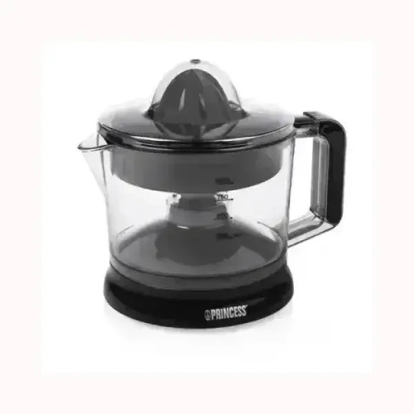 Spremiagrumi PRINCESS trasparente con base nera e manico per estrarre succo fresco