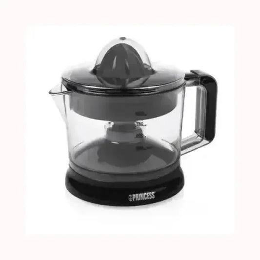 Spremiagrumi PRINCESS trasparente con base nera e manico per estrarre succo fresco