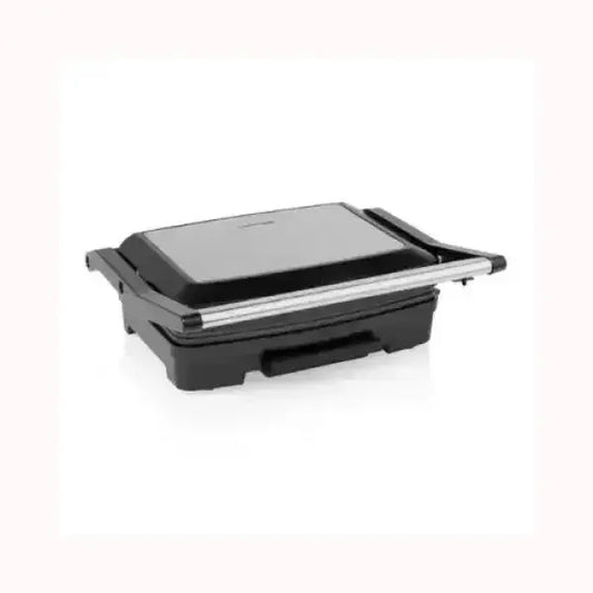 Bistecchiera elettrica PRINCESS nera con coperchio chiuso e manico in acciaio inox