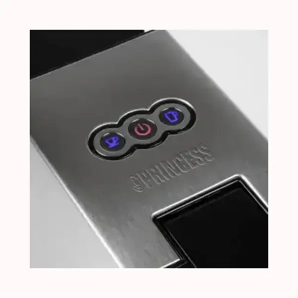 Pannello di controllo in acciaio inox con pulsanti illuminati della macchina da caffè PRINCESS