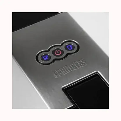 Pannello di controllo in acciaio inox con pulsanti illuminati della macchina da caffè PRINCESS