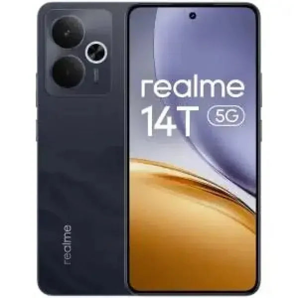 Smartphone Realme 14T 5G con display ampio e design elegante in colore grigio