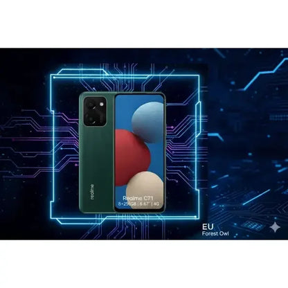 Smartphone Realme C71 con display da 6.67 pollici e design elegante in verde foresta