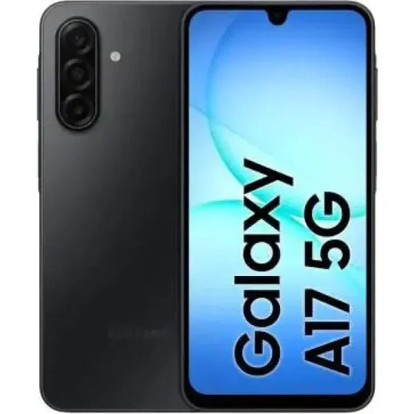 Smartphone Samsung Galaxy A17 5G in nero con display luminoso e fotocamera controllata