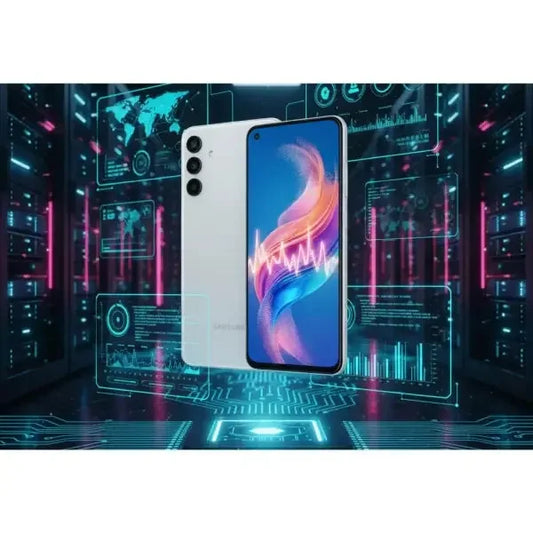 Smartphone Samsung Galaxy A26 5G in bianco con display AMOLED e design moderno