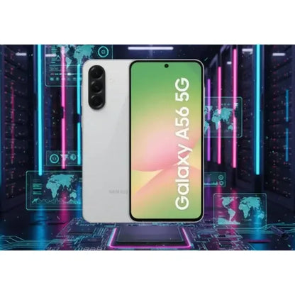 Smartphone Samsung Galaxy A56 5G in bianco con display luminoso e design moderno