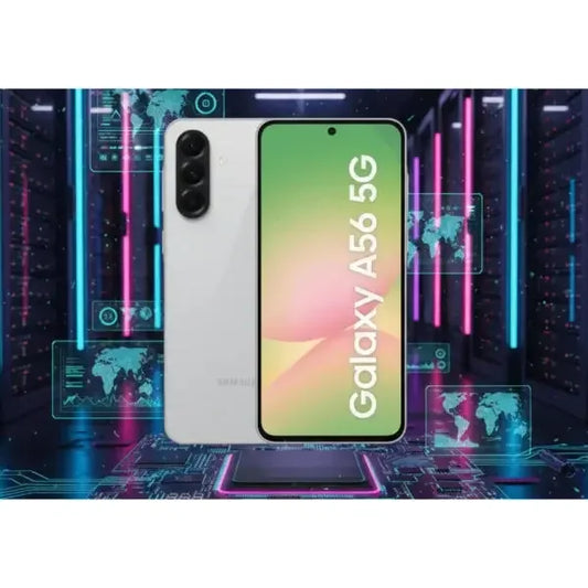 Smartphone Samsung Galaxy A56 5G in bianco con display luminoso e design moderno
