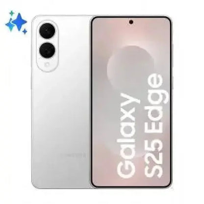 Smartphone Samsung Galaxy S25 Edge in bianco con display touchscreen e fotocamere posteriori
