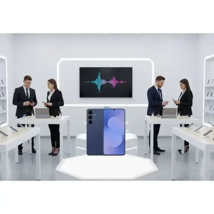 Smartphone Samsung con design elegante esposto in negozio di elettronica moderna