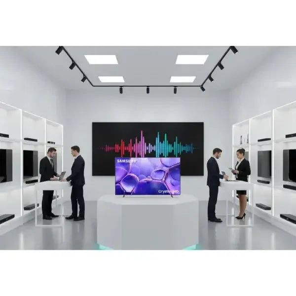 Televisione Samsung con tecnologia Crystal UHD in un ambiente moderno e professionale