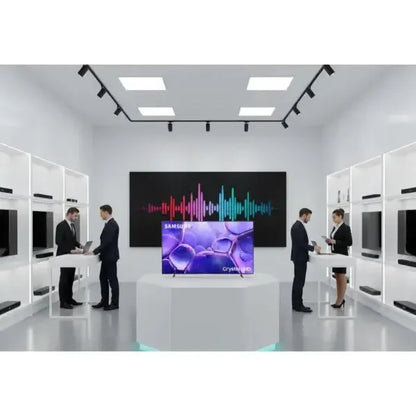 Televisione Samsung con tecnologia Crystal UHD in un ambiente moderno e professionale
