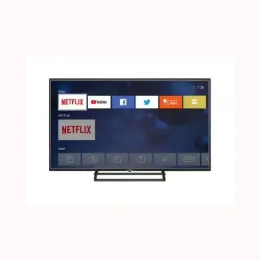 Televisore Smart Tech TV con accesso alle app Netflix YouTube Facebook e Twitter su schermo
