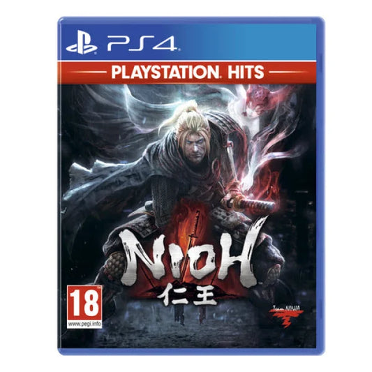 Copertina gioco Nioh per SONY PS4 con guerriero armato e effetti di fuoco e fumo