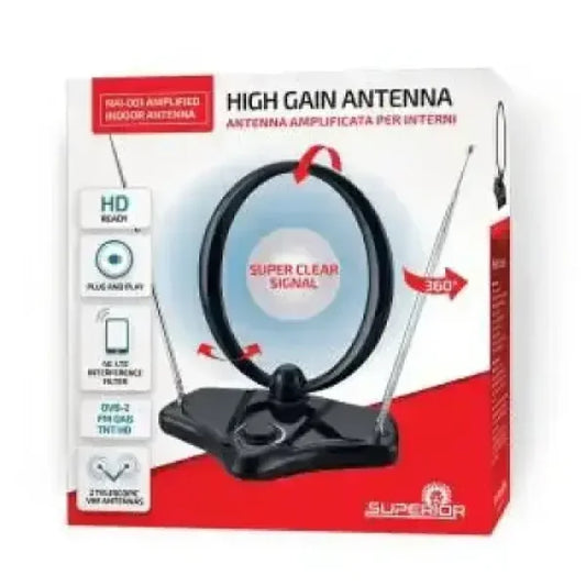 Superior Antenna TV Amplificata per Interni DVB-2 FM DAB TNT HD Accessori TV