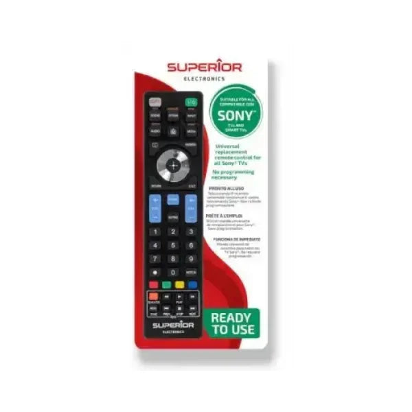 Telecomando Universale Superior Electronics in confezione nero con tasti colorati compatibile con TV Sony pronto alluso