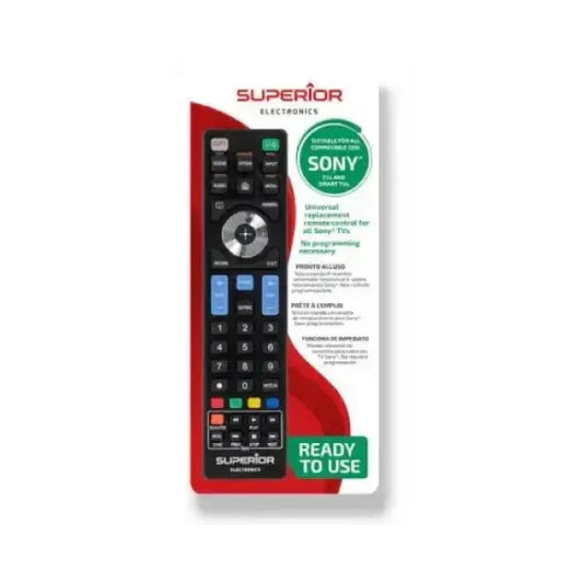 Telecomando Universale Superior Electronics in confezione nero con tasti colorati compatibile con TV Sony pronto alluso
