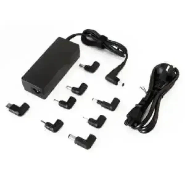 Techmade adattatore universale per laptop nero con alimentatore cavo di alimentazione e otto spinotti intercambiabili