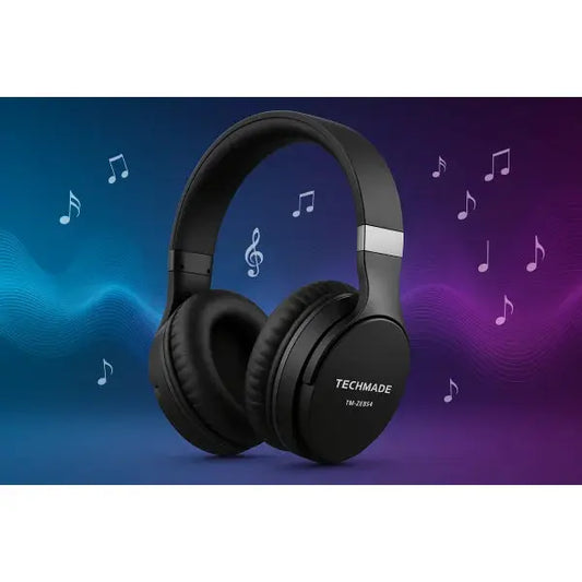 Cuffie Techmade con design elegante e suono di alta qualità, perfette per ascoltare musica