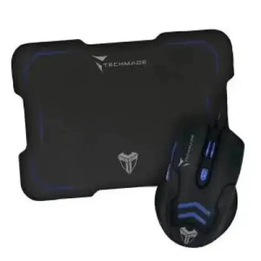 Techmade Kit Mouse USB + Tappetino Gaming Blu Accessori informatica