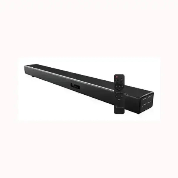 Soundbar Techmade nera con telecomando per audio di alta qualità e design moderno
