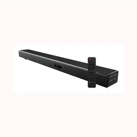 Soundbar Techmade nera con telecomando per audio di alta qualità e design moderno