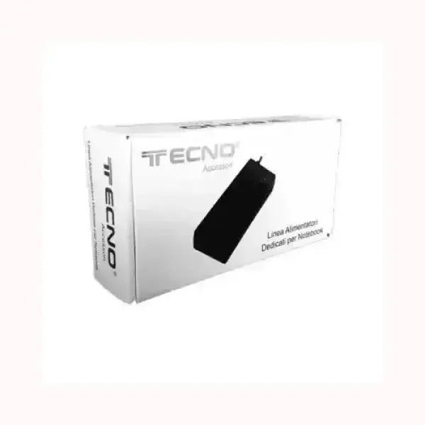 Alimentatore PC TECNO dedicato per notebook con confezione bianca e design compatto