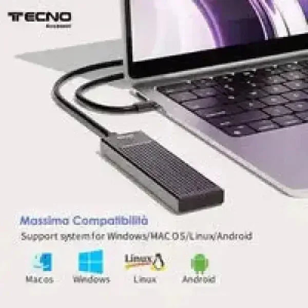 TECNO BOX ESTERNO SSD M.2 2230/2242/2260/2280 USB2/3.0 NERO TC-M05 Accessori informatica