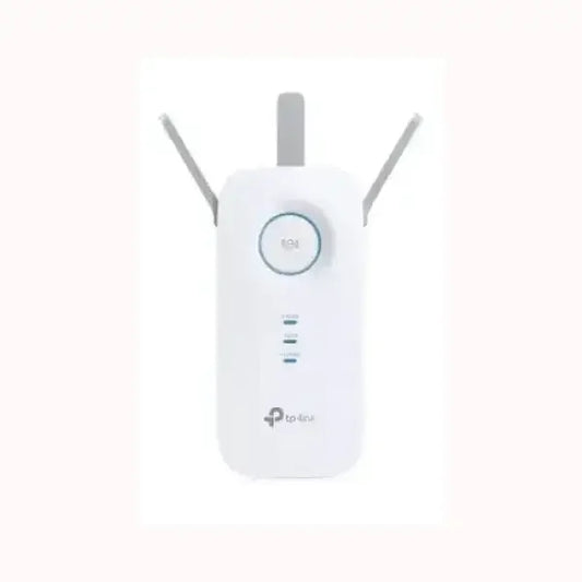 Ripetitore range extender WiFi TPLINK bianco con tre antenne esterne pulsante WPS e indicatori LED frontali