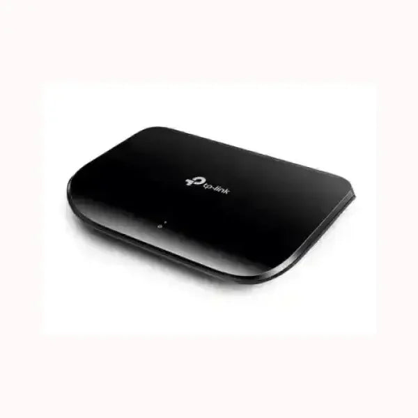 Switch di rete nero compatto TPLINK per ufficio domestico con design sottile e indicatori LED