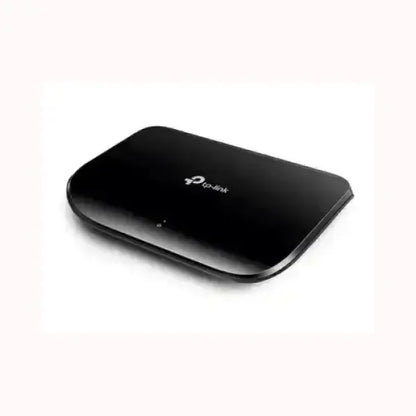 Switch di rete nero compatto TPLINK per ufficio domestico con design sottile e indicatori LED