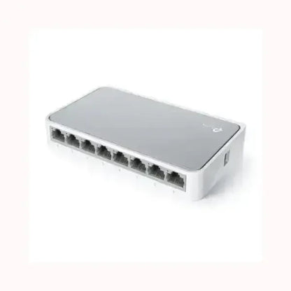 Switch Ethernet TPLINK 8 porte compatto bianco e grigio desktop non gestito per espansione LAN