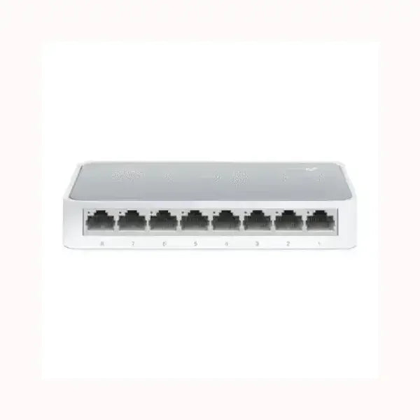 Switch Ethernet 8 porte TPLINK bianco compatto per rete domestica e ufficio design desktop