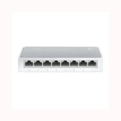Switch Ethernet 8 porte TPLINK bianco compatto per rete domestica e ufficio design desktop