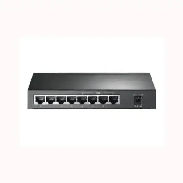 Switch TPLINK 8 porte Ethernet in metallo nero per rete LAN domestica o ufficio compatto e plug and play