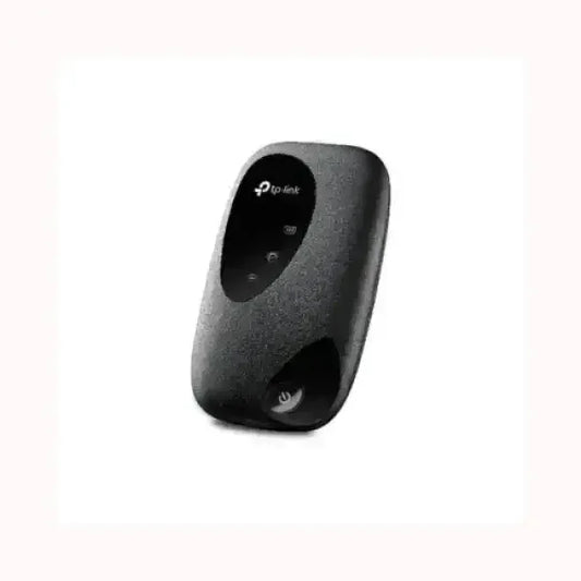 Router wireless portatile TPLINK nero con design compatto e indicatori LED per connessione stabile