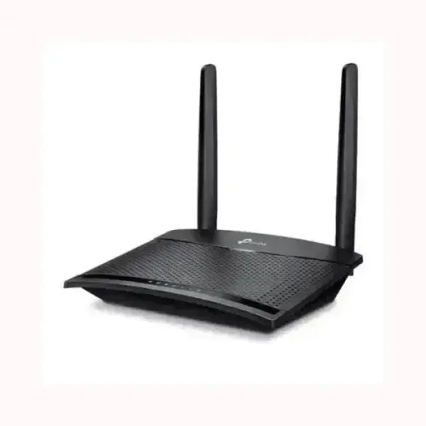 Router wireless TPLink nero con due antenne esterne per segnale WiFi stabile e veloce
