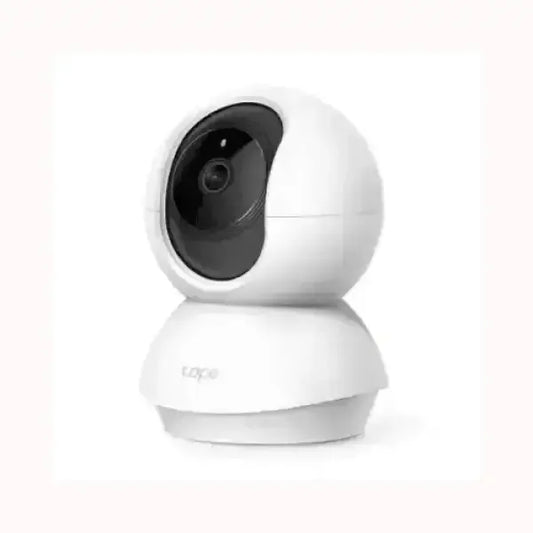 Telecamera di sorveglianza bianca TPLINK con obiettivo nero e design compatto per la sicurezza domestica