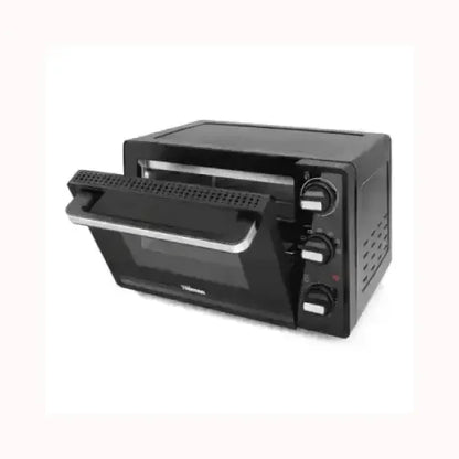 Fornetto nero Princess con porta aperta e manopole di controllo modello TRISTAR