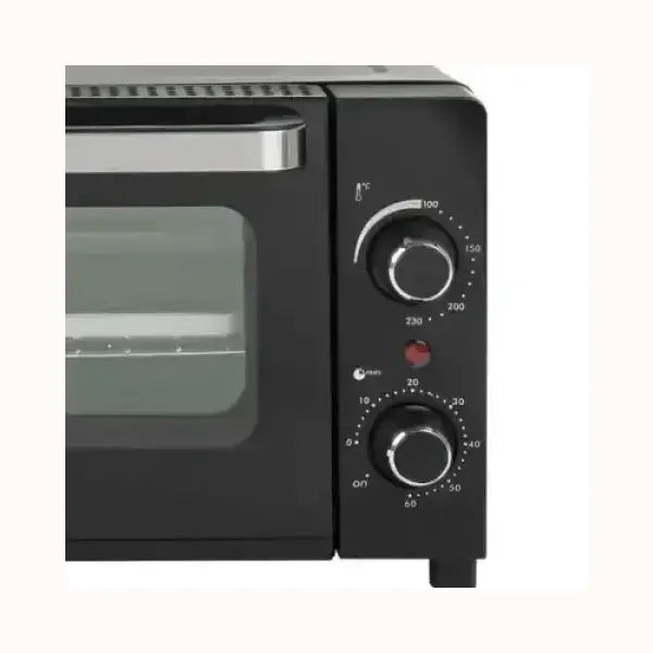 Fornetto TRISTAR nero con manopole per temperatura e timer e porta con finestra trasparente