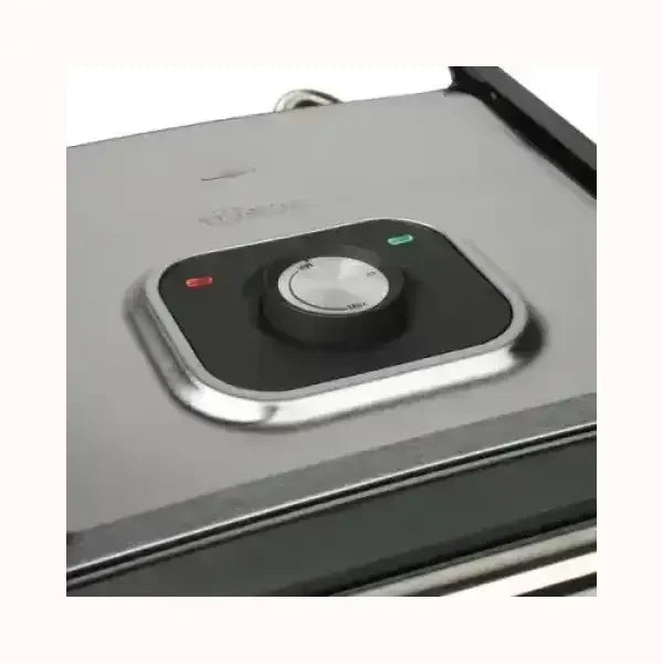 Dettaglio termostato regolabile della bistecchiera TRISTAR in acciaio inox