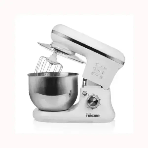 Impastatrice TRISTAR bianca con ciotola in acciaio inox e fruste per miscelare