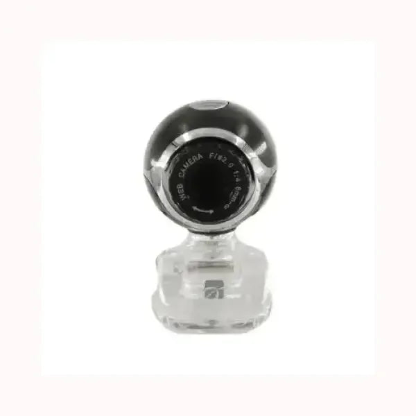Webcam Xtreme nera con supporto trasparente e design compatto per videochiamate e streaming