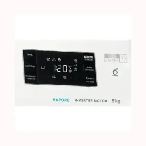 Pannello di controllo lavatrice WHIRLPOOL con display digitale e capacità 8 kg