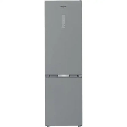 Frigo combinato Whirlpool grigio con doppia porta e design moderno per cucina