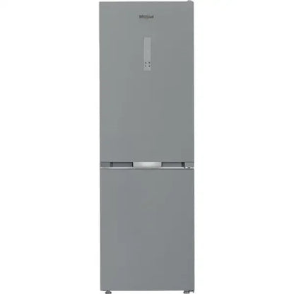 Frigorifero Whirlpool verticale grigio con doppia porta e design moderno