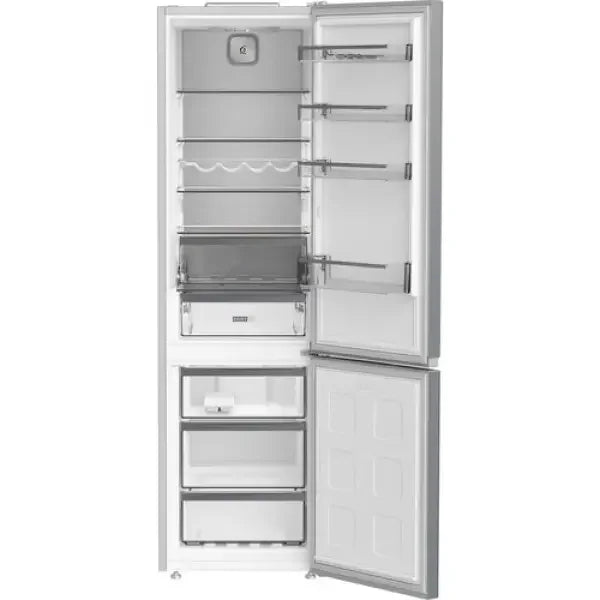 Frigorifero combinato Whirlpool bianco con vano frigorifero superiore e congelatore inferiore aperti