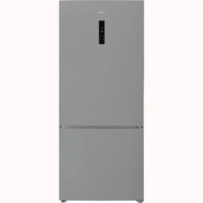 Frigorifero Hotpoint grigio con doppia porta e pannello di controllo digitale